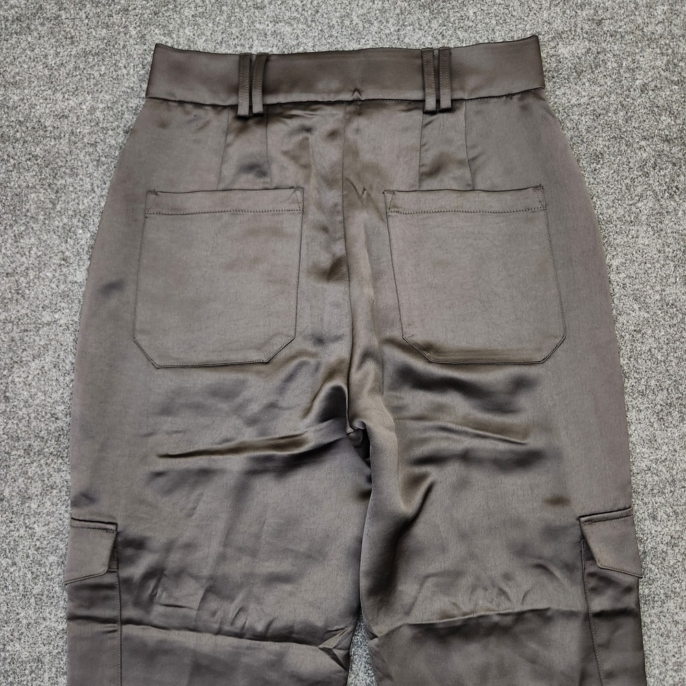 Express Womens 4R Black Super High Waisted Satin Cargo Ankle Pants Corporate - Picture 3 of 11